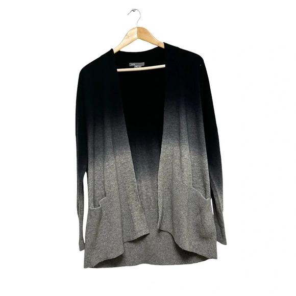 Vince XS Wool Cashmere Dip Dye Cardigan Ombre Black Blue Gray with Pockets - Picture 2 of 8